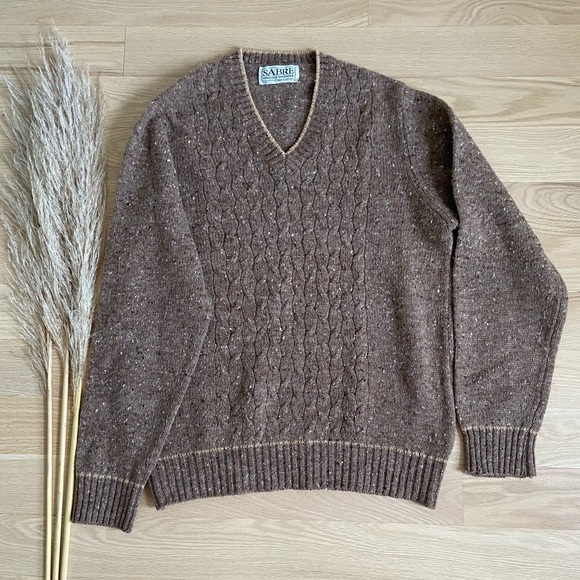 Vintage English Brown Wool Sweater - Picture 1 of 9